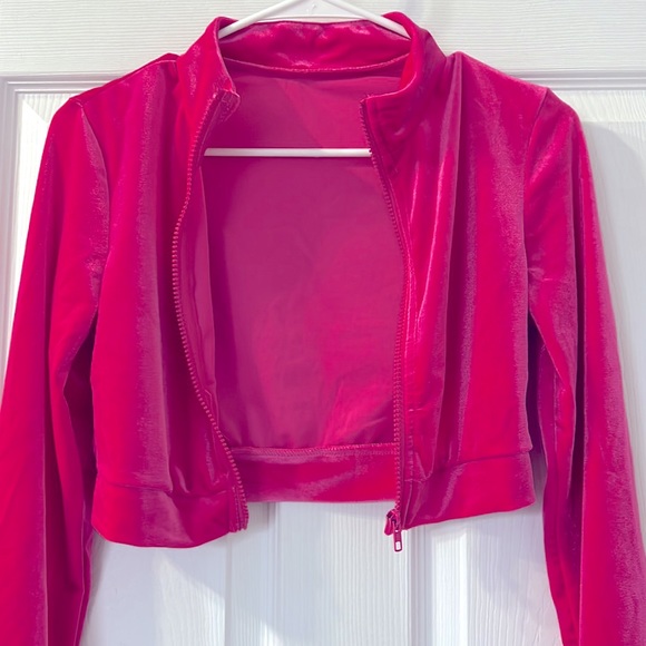 SHEIN 2 pieces set Essnce Zip Up Crop Velvet Jacket & Pants! - Picture 3 of 9